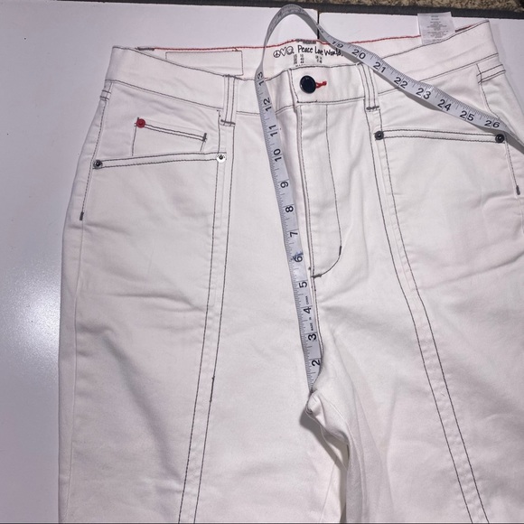Peace Love World White Cotton High Waisted Front Slit Pants Size 10 NWOT - Picture 14 of 16
